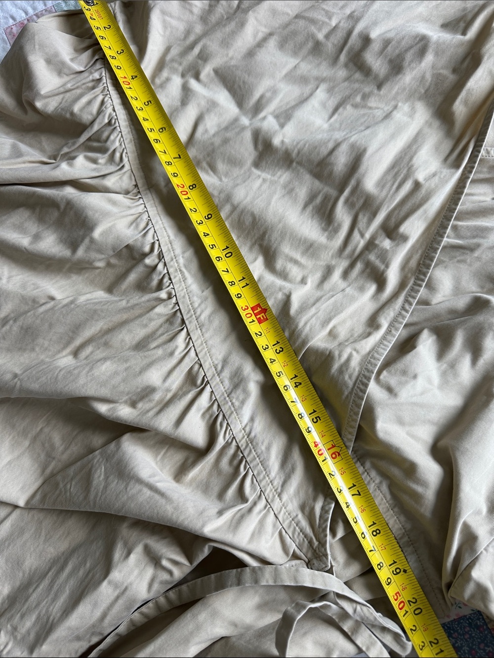 X—COS Beige Tie-Waist Midi Dress with Subtle Puff Sleeve Size M-L - Picture 13 of 16